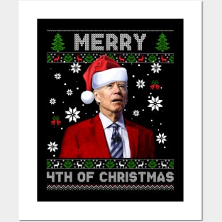 Merry 4th Of Christmas Funny Joe Biden Christmas Ugly Sweater Posters and Art